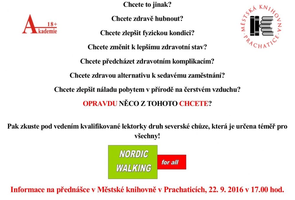 Plakát akce MK: Nordic walking