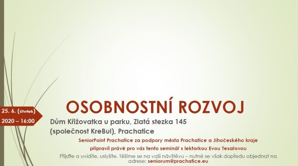 Plakát akce OSOBNOSTNÍ ROZVOJ: S paní Tesařovou