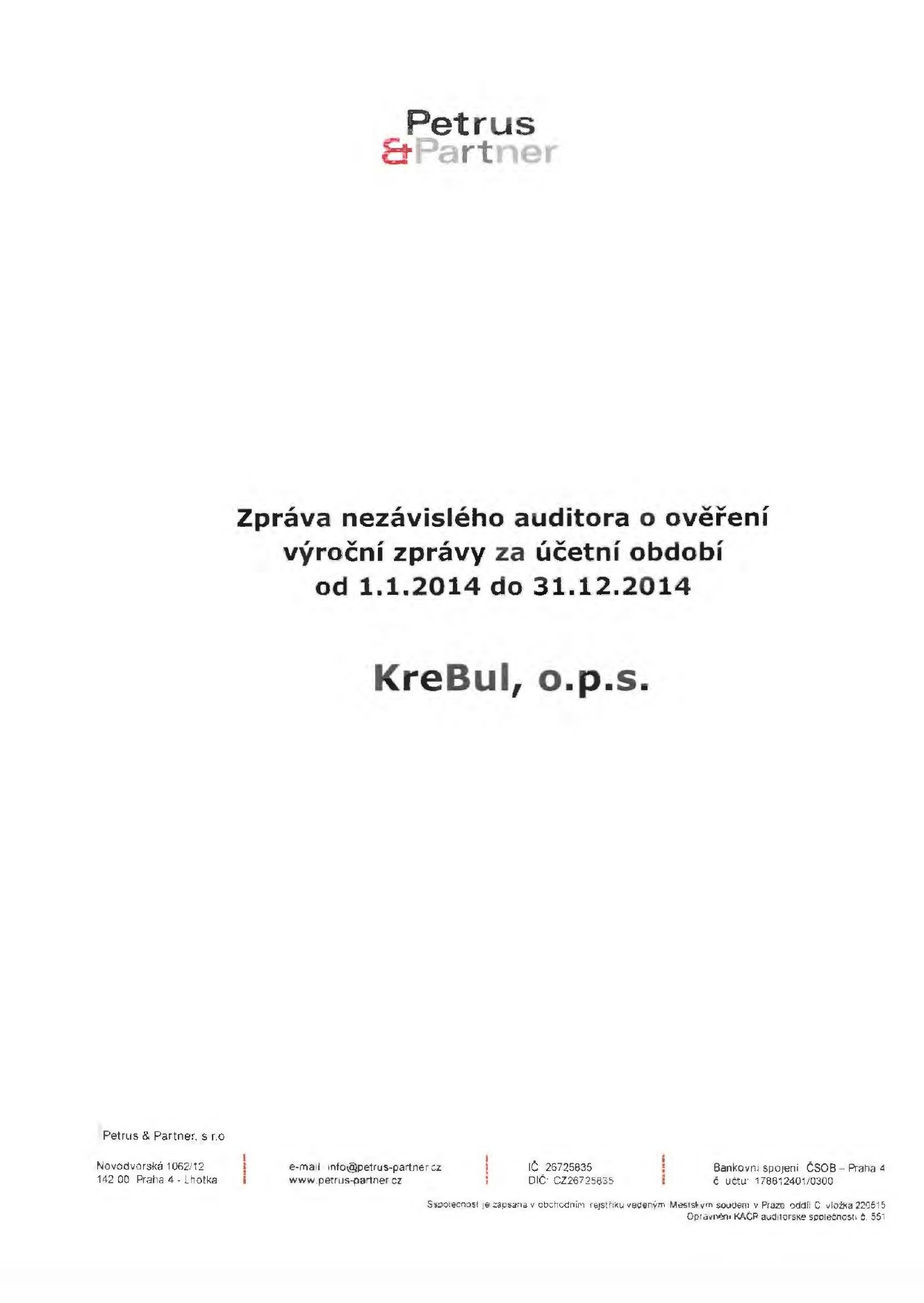 Obálka Výroční zpráva 2014
