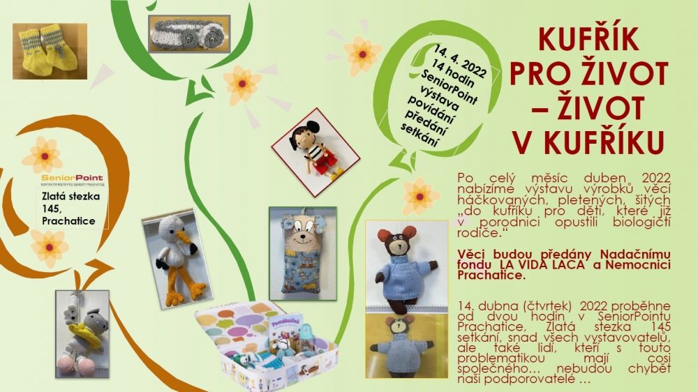Plakát akce Kufřík pro život - výstava v dubnu