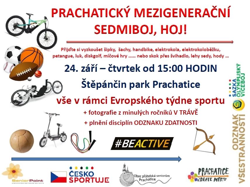 Plakát akce Prachatický mezigenerační sedmiboj, hoj!