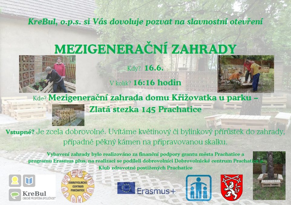 Plakát akce Mezigenerační zahrada - otevření