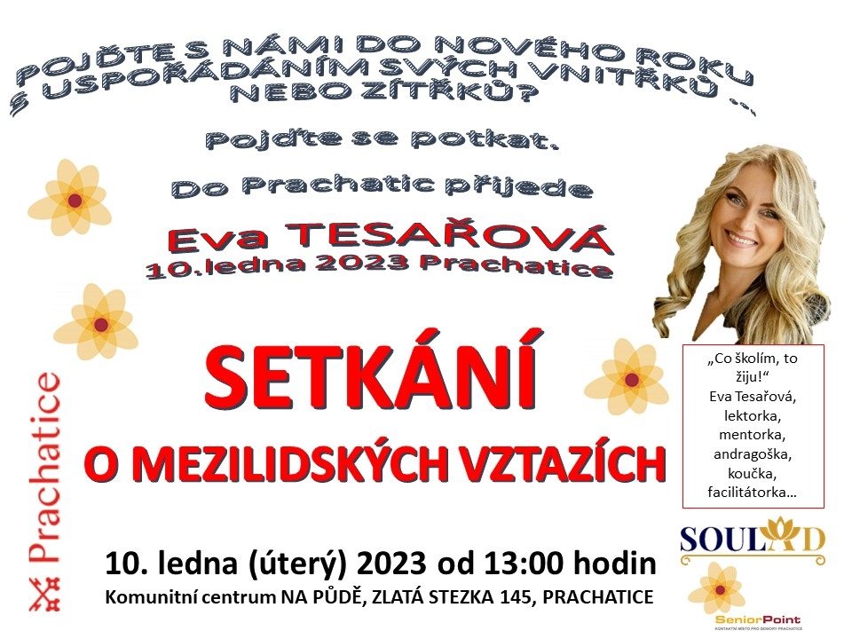 Plakát akce SETKÁNÍ: S Evou Tesařovou
