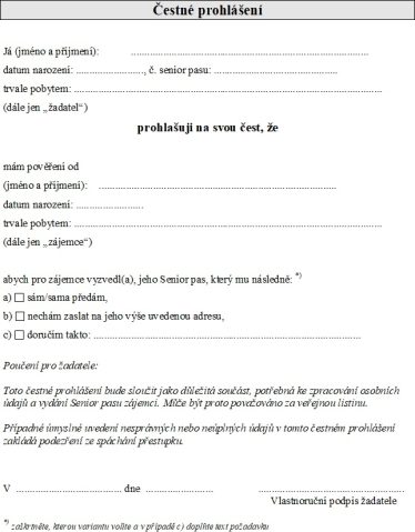 Informace k vyzvednutí senior pasu