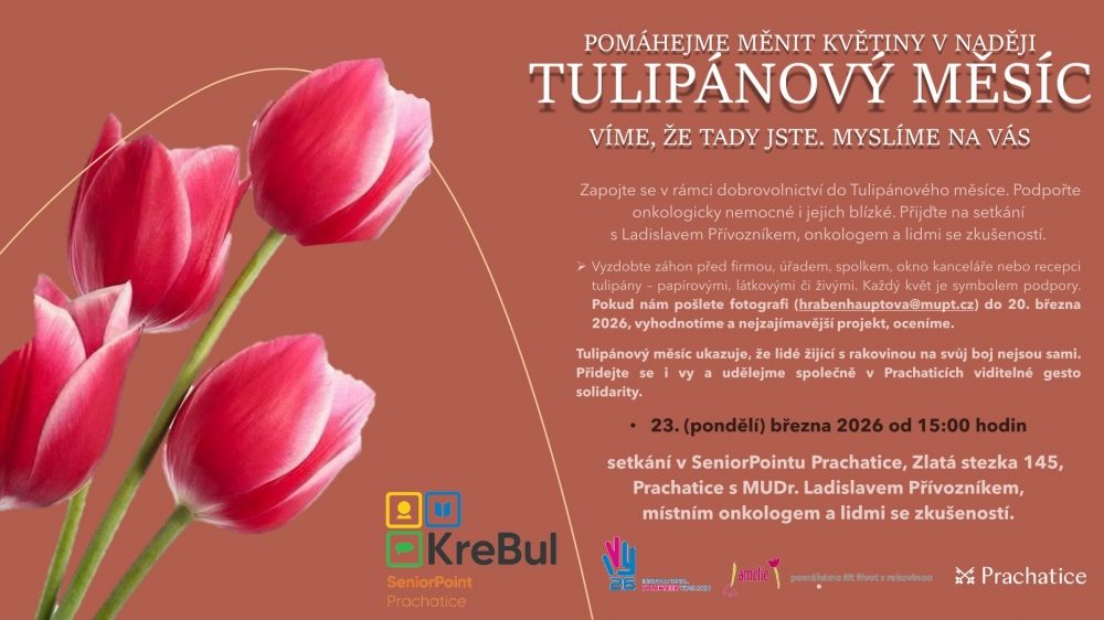 Plakát akce Dovolnictví v Prachaticích: Přidejte se k Tulipánovému měsíci 2026