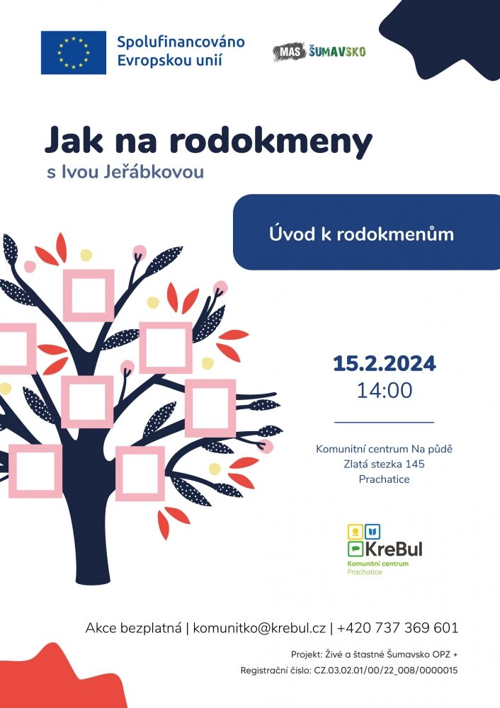 Plakát akce O rodokmenech v KC Na půdě