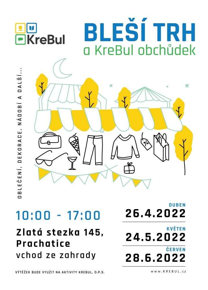 Plakát akce KreBul obchůdek a bleší trh 24.5.2022