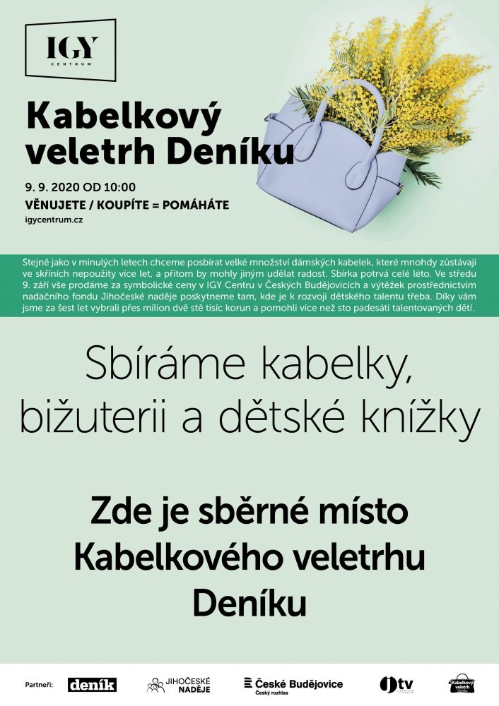 Plakát akce Sbíráme kabelky na veletrh