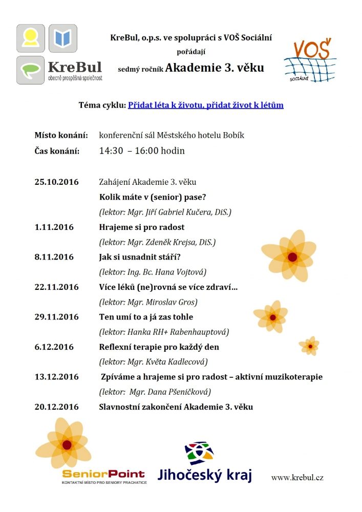 Plakát akce Akademie 3. věku ve Volarech