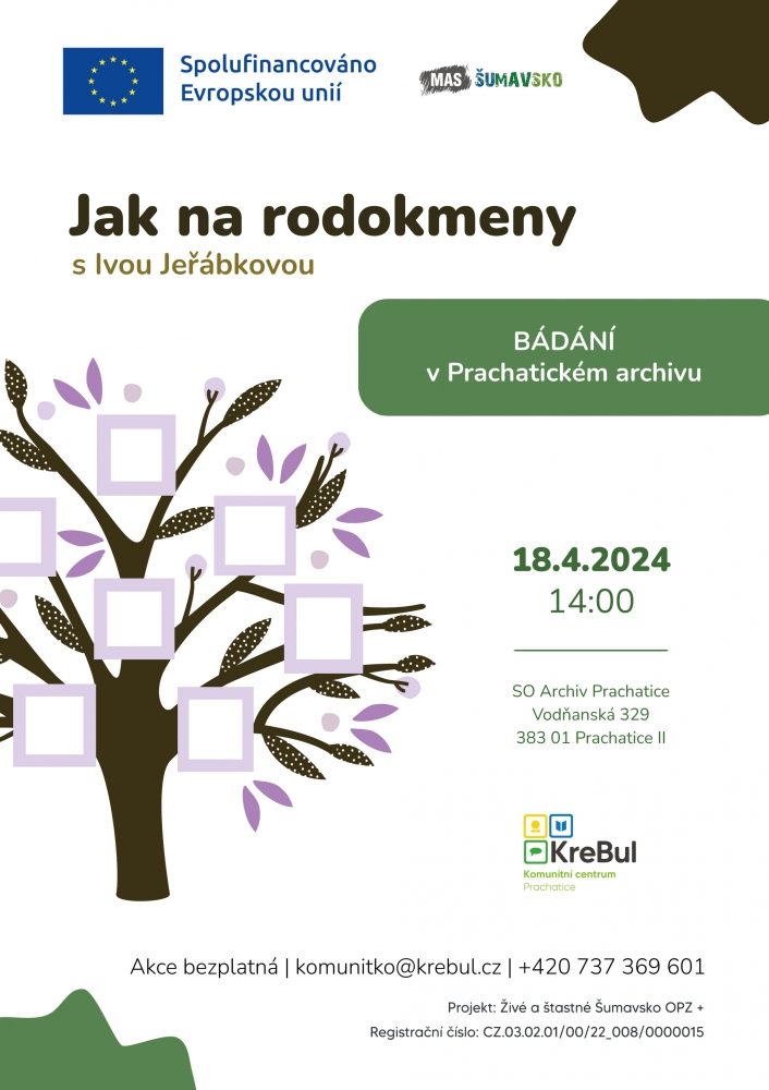 Plakát akce O rodokmenech v KC Na půdě