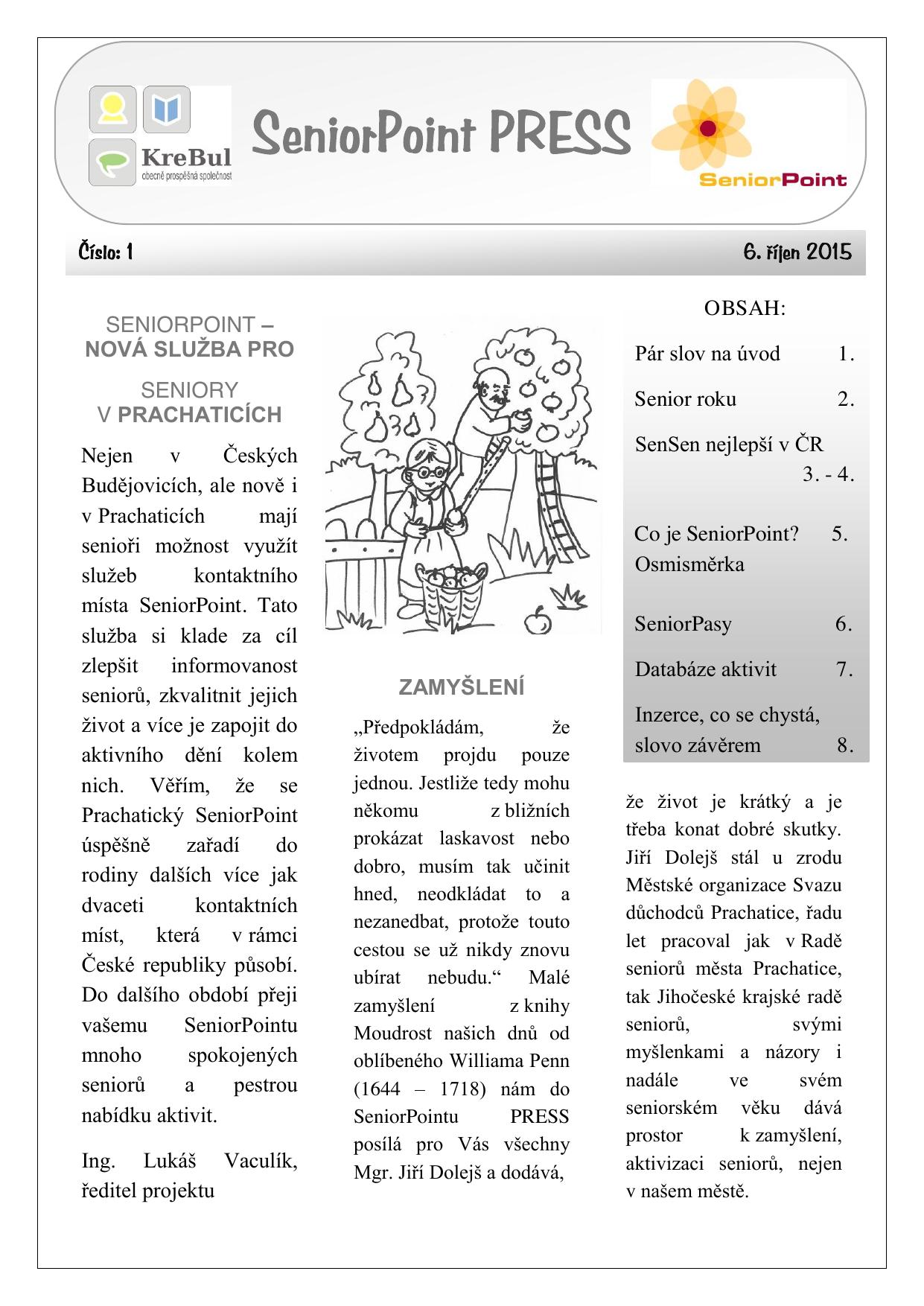 Obálka SeniorPoint PRESS 1/2015