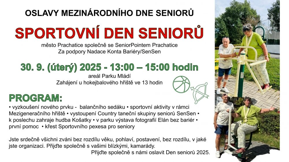 Plakát akce Sportovní den seniorů