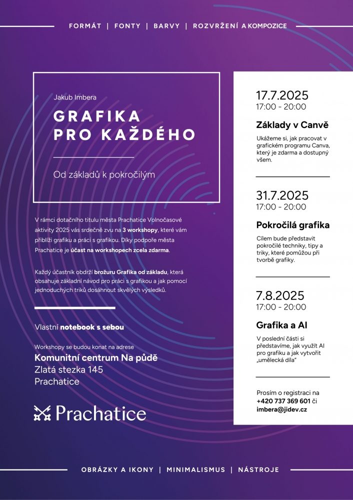 Plakát akce Kurz - Grafika pro každého - Základy v Canvě