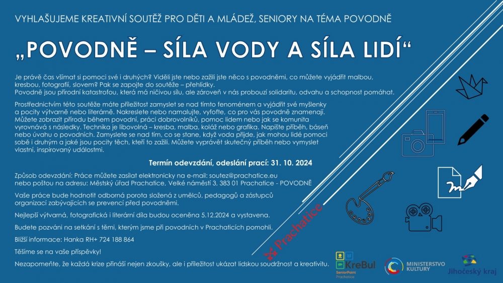 Plakát akce Soutěž pro děti, seniory Povodně - síla vody a síla lidí