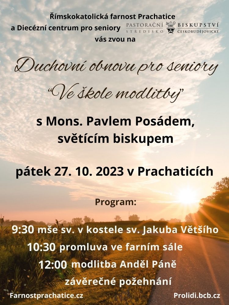 Plakát akce Kostel sv. Jakuba Většího, Prtachatice Duchovní obnova pro seniory