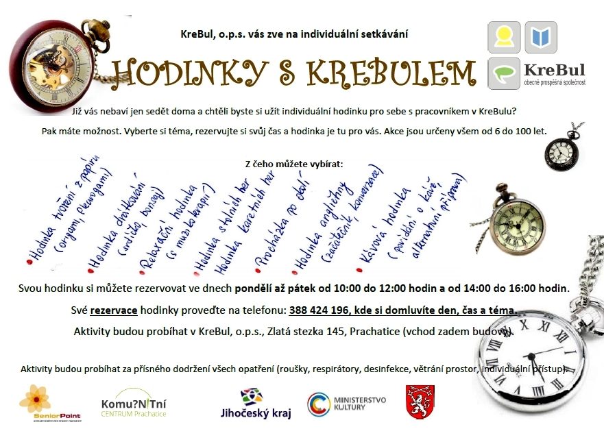 Plakát akce Hodinky s KreBulem od 12.4.2021