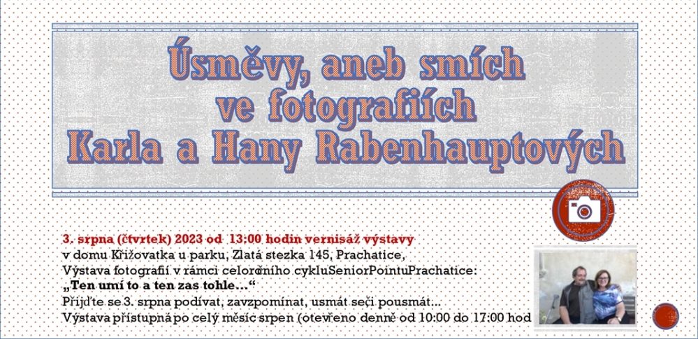 Plakát akce Úsměvy aneb smích ve fotografiích Hanky a Karla Rabenhauptových