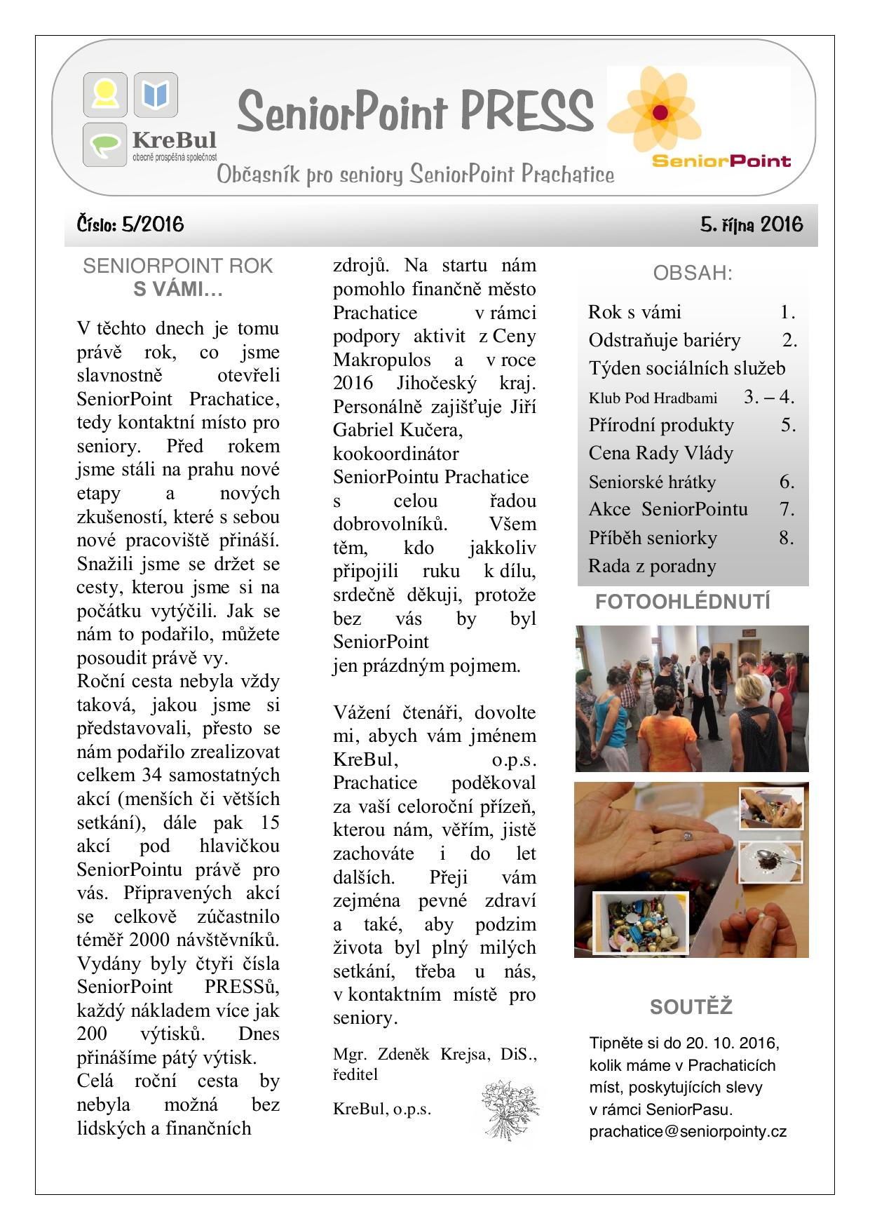 Obálka SeniorPoint PRESS 4/2016
