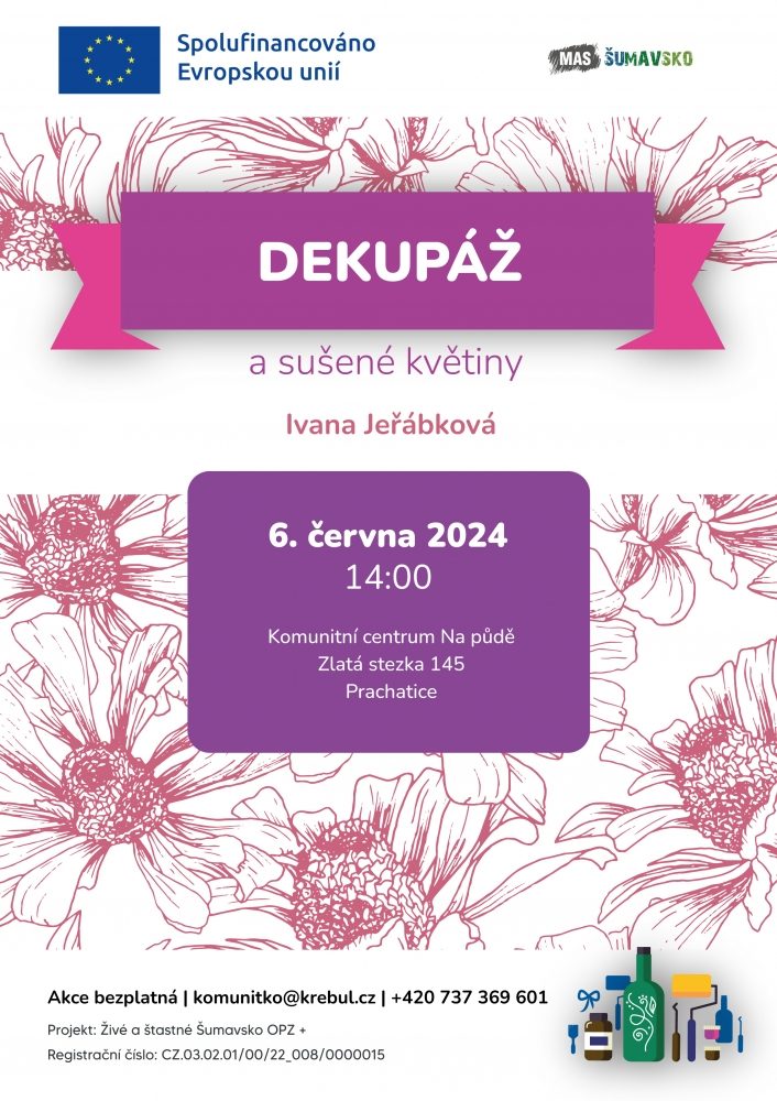 Plakát akce Dekupáž v Komunitním centru