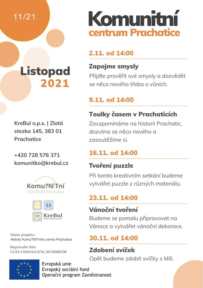 Plakát akce Komu?NITní centrum v listopadu