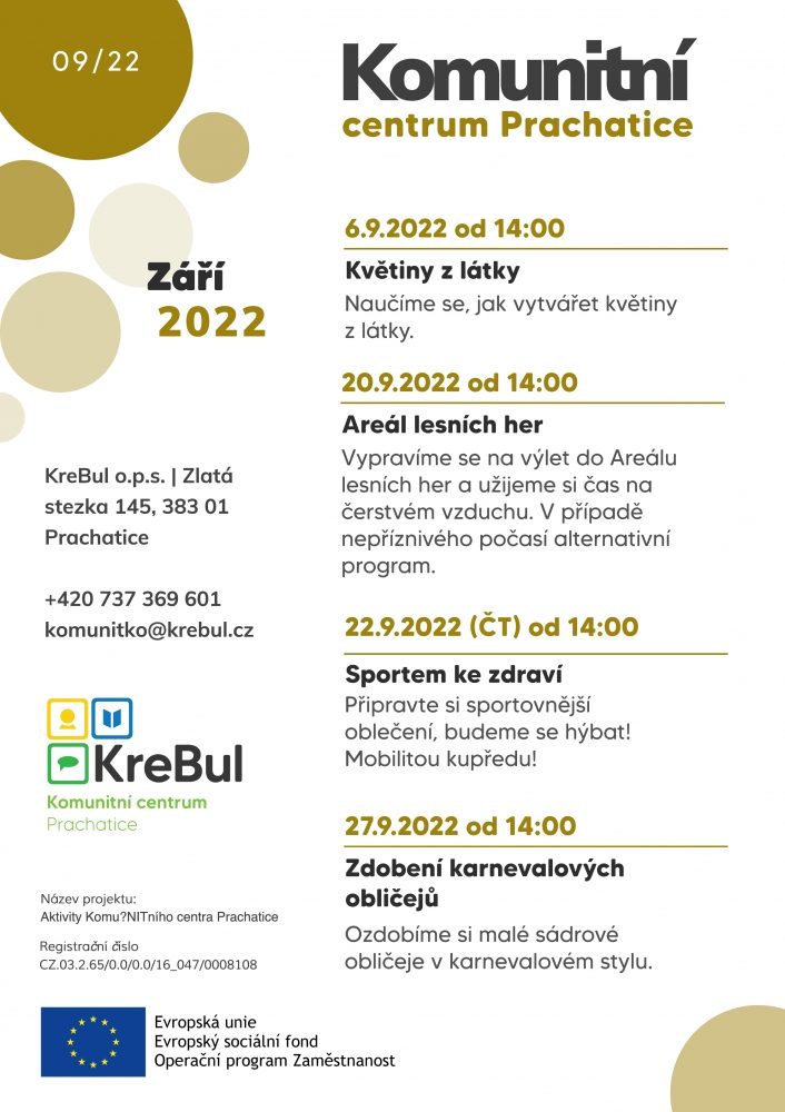 Plakát akce Komunitní centrum v zaří