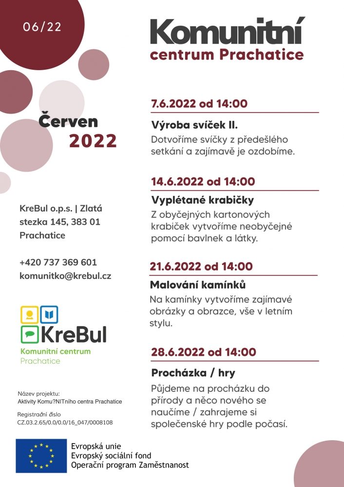 Plakát akce Komunitní centrum v červnu