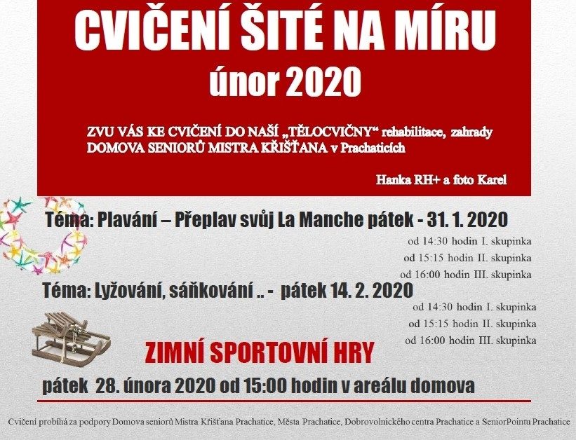 Plakát akce CVIČENÍ ŠITÉ NA MÍRU: Lyžování, sáňkování III