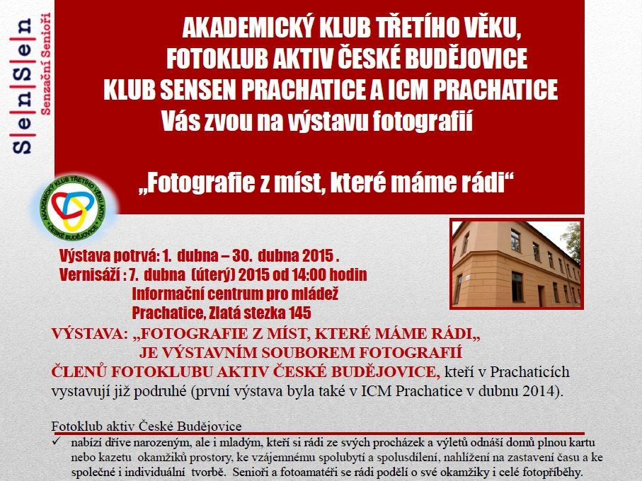 Plakát akce Výstava fotografií \"Místa, která máme rádi\" v ICM