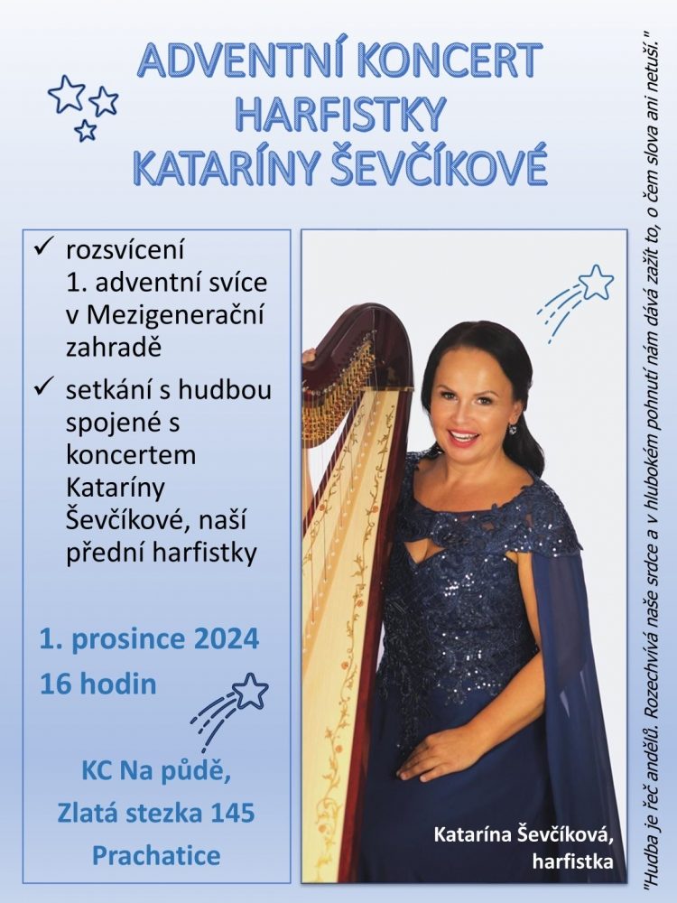 Plakát akce Adventní koncert: Harfistka Katarína Ševčíková