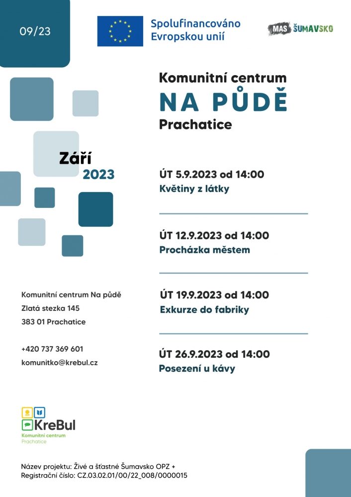 Plakát akce Komunitní centrum v září