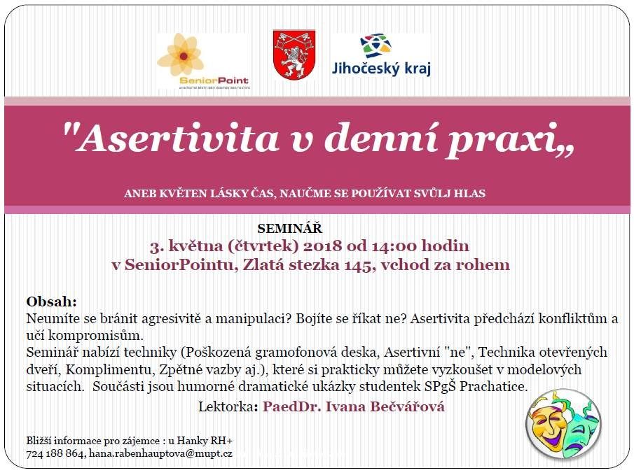 Plakát akce Asertivita v denní praxi nejen pro seniory
