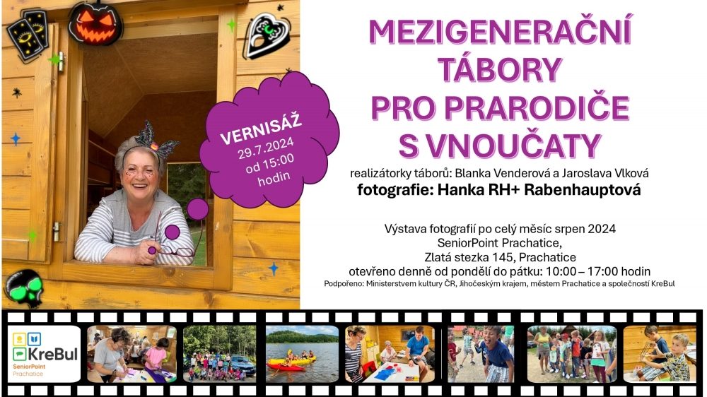 Plakát akce VERNISÁŽ: Mezigenerační tábory pro prarodiče s vnoučaty