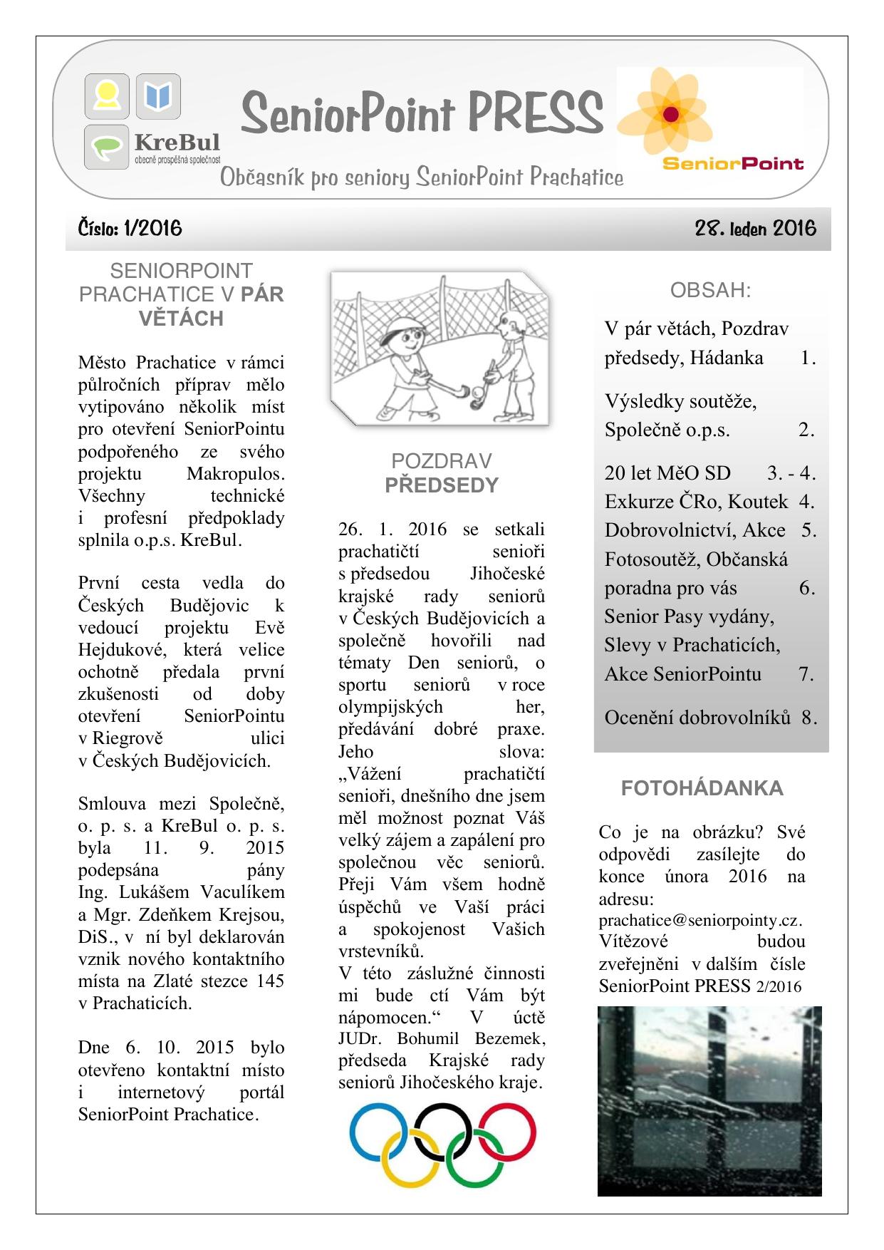 Obálka SeniorPoint PRESS 1/2016